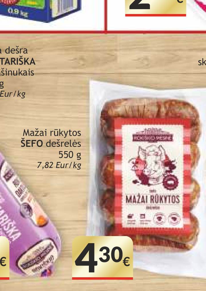 Mažai rūkytos ŠEFO dešrelės, 550 g