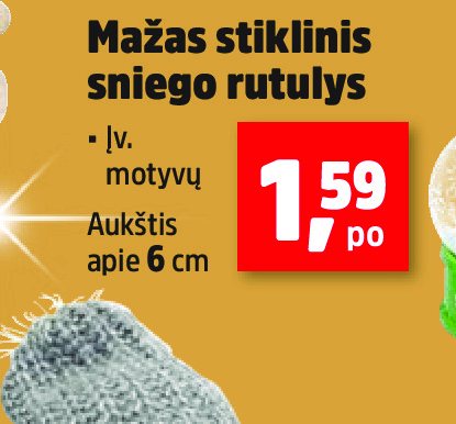 Mažas stiklinis sniego rutulys, 6 cm