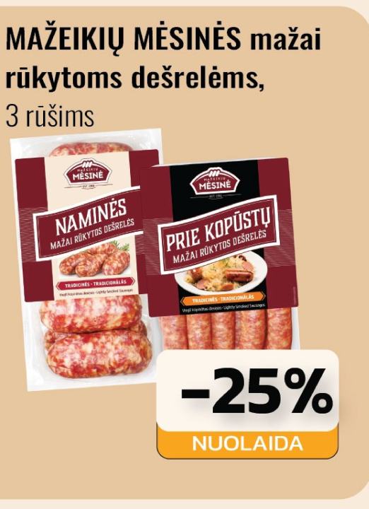 MAŽEIKIŲ MĖSINĖS mažai rūkytoms dešrelėms