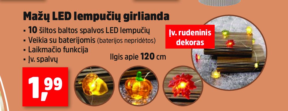 Mažų LED lempučių girlianda, 120 cm
