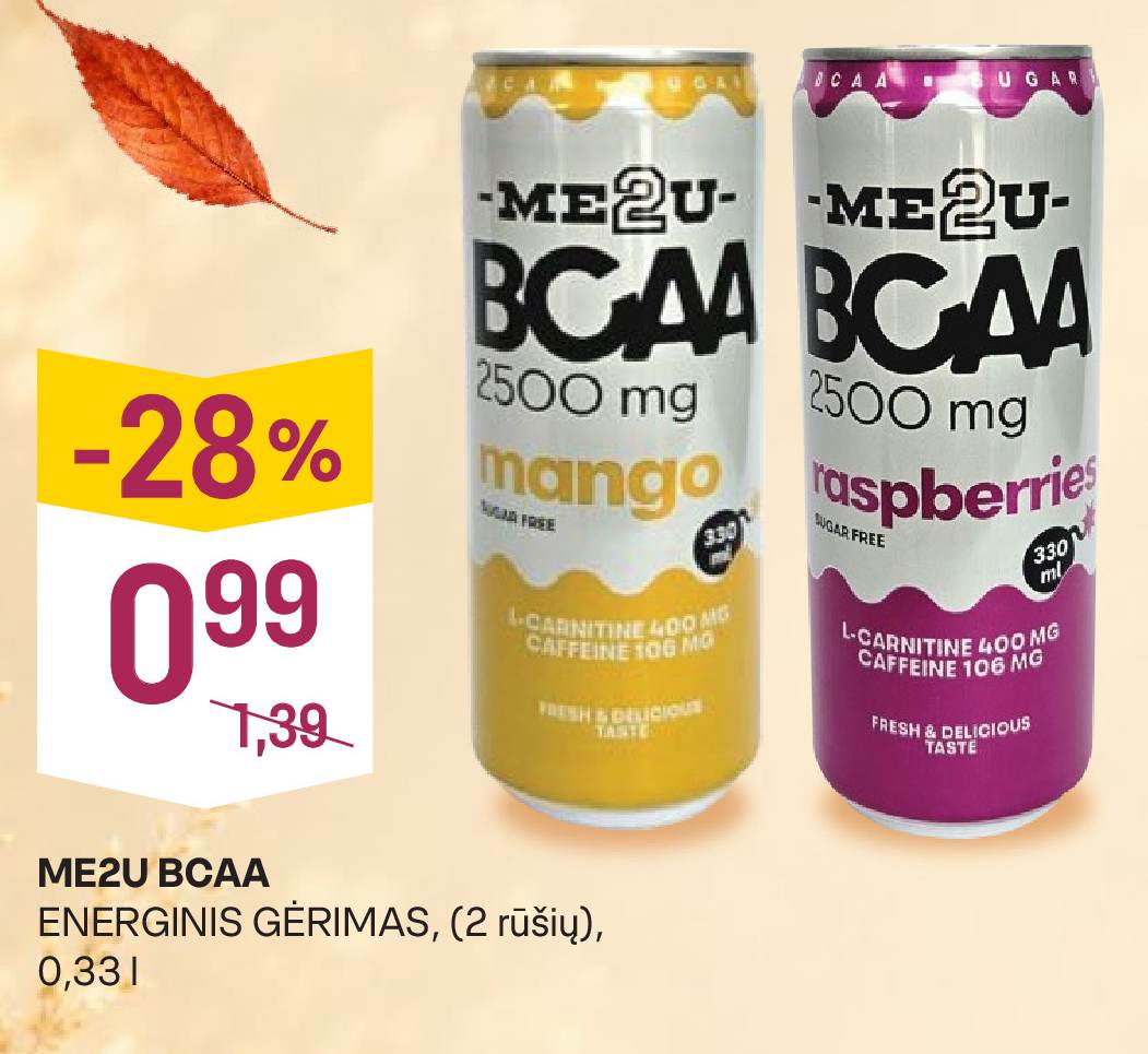 ME2U BCAA ENERGINIS GĖRIMAS, 0.33 l