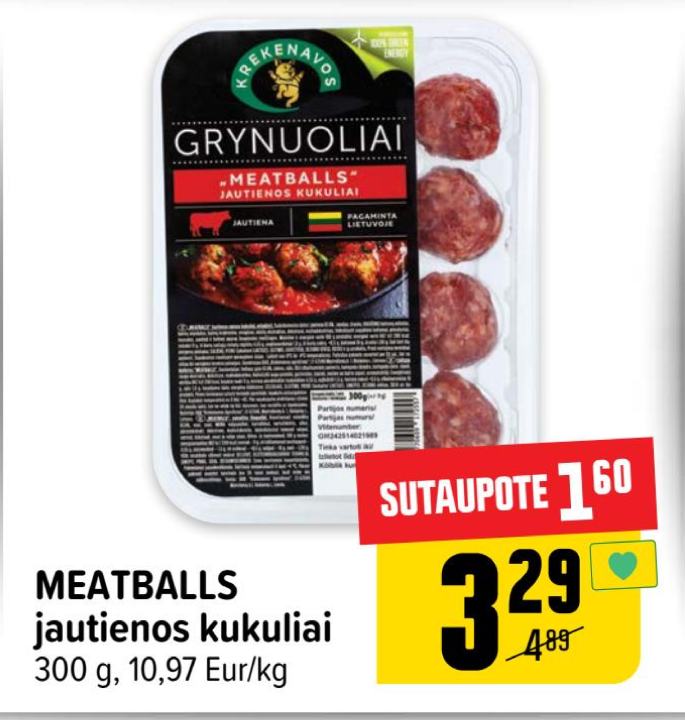 MEATBALLS jautienos kukuliai, 300 g