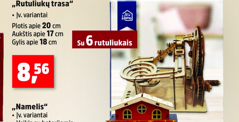 Mediniai konstruktoriai „Rutuliukų trasa“, 20 cm
