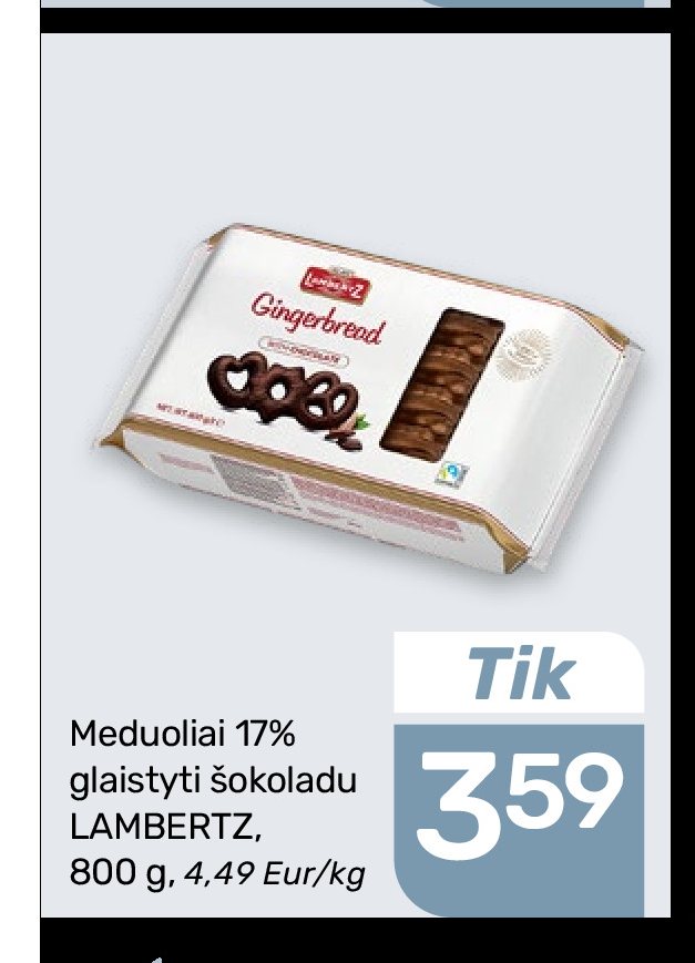 Meduoliai 17% glaistyti šokoladu LAMBERTZ, 800 g