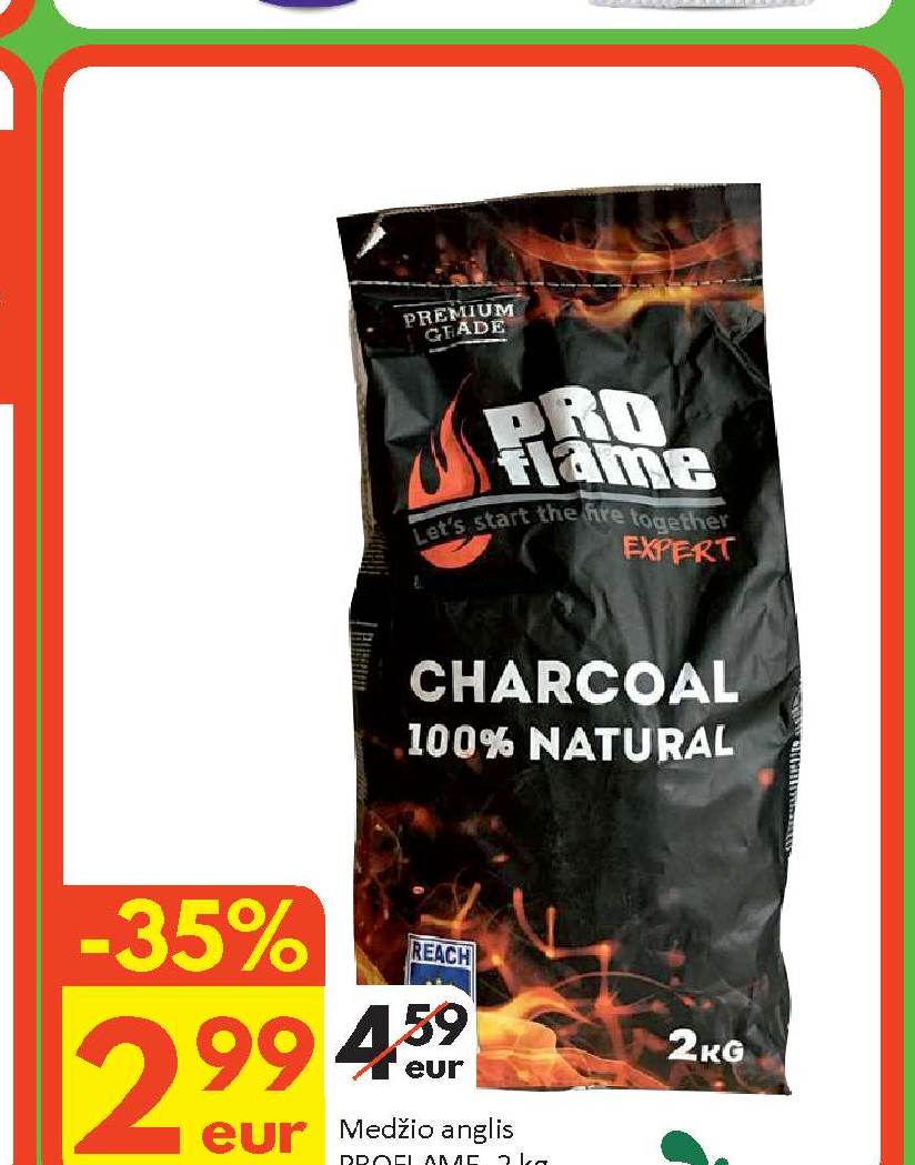 Medžio anglis PROFLAME, 2 kg