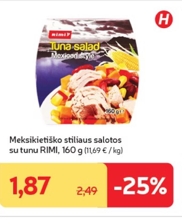 Meksikietiško stiliaus salotos su tunu RIMI, 160 g