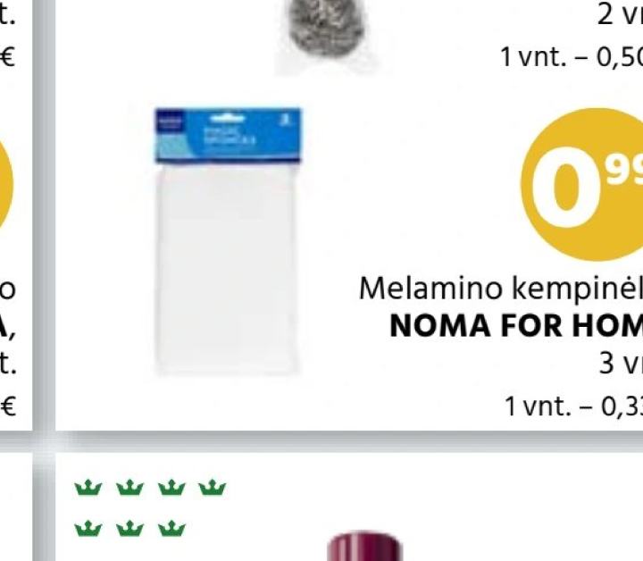 Melamino kempinėlės NOMA FOR HOME, 3 vnt