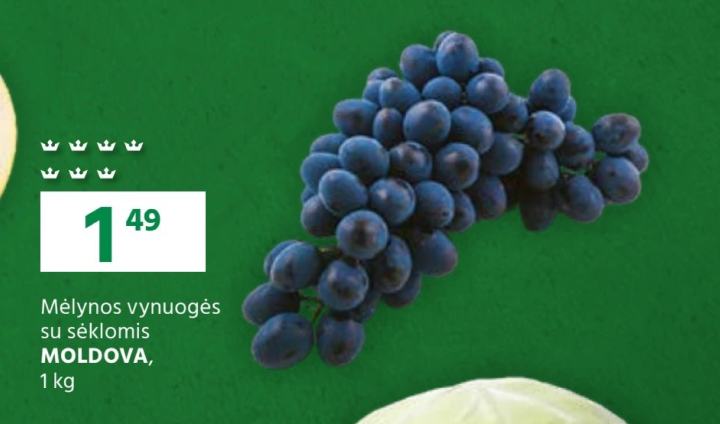 Mėlynos vynuogės su sėklomis MOLDOVA, 1 kg