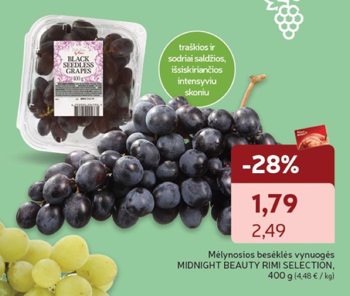 Mėlynosios besėklės vynuogės MIDNIGHT BEAUTY RIMI SELECTION, 400 g
