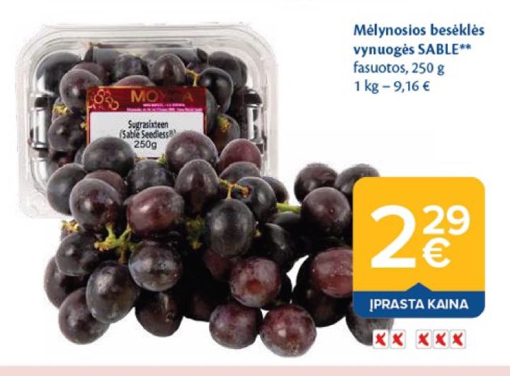 Mėlynosios besėklės vynuogės SABLE, 250 g