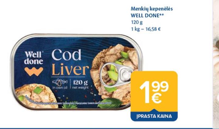 Menkių kepenėlės WELL DONE, 120 g