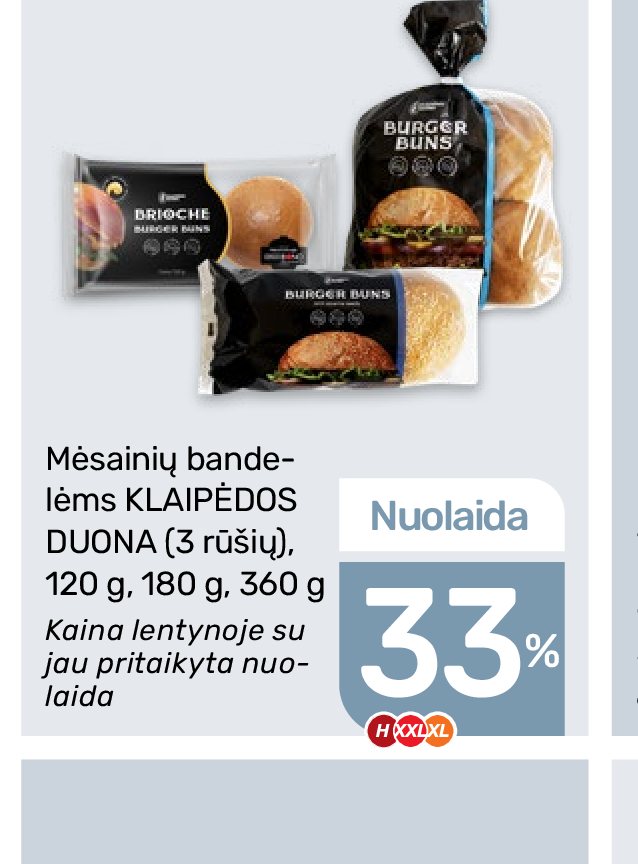 Mėsainių bandelėms KLASIKA BURGER BUNS, 120 g