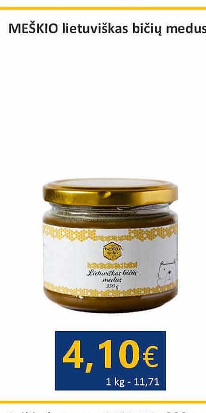 MEŠKIO lietuviškas bičių medus, 350 g