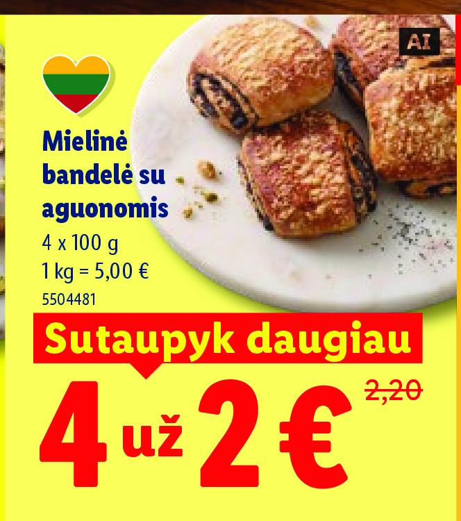 Mielinė bandelė su aguonomis, 4 x 100 g