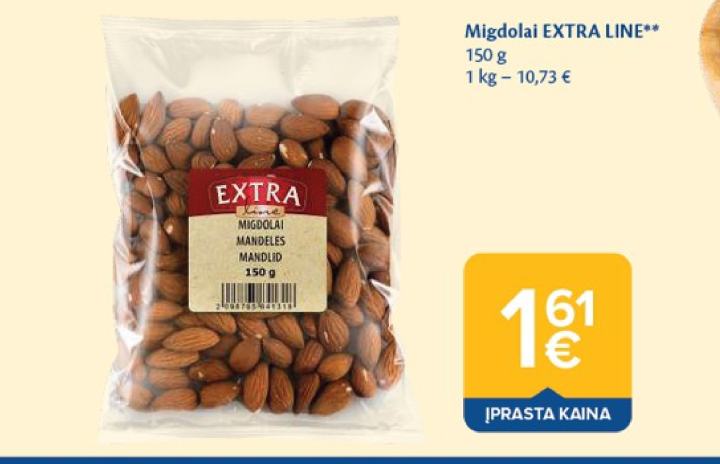 Migdolai EXTRA LINE, 150 g