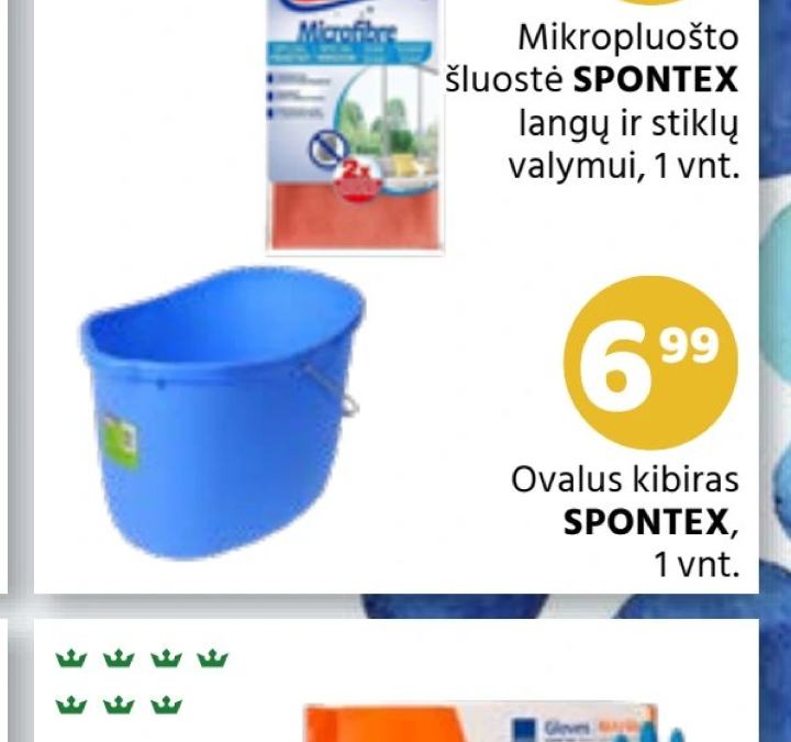 Mikropluošto šluostė SPONTEX langų ir stiklų valymui, 1 vnt