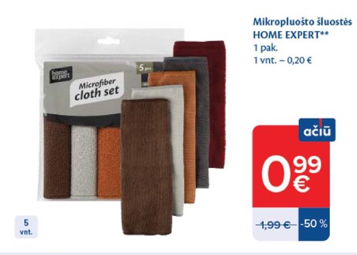Mikropluošto šluostės HOME EXPERT, 1 pak.