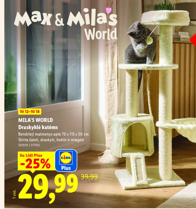 MILA'S WORLD Draskyklė katėms, 115 x 50 cm