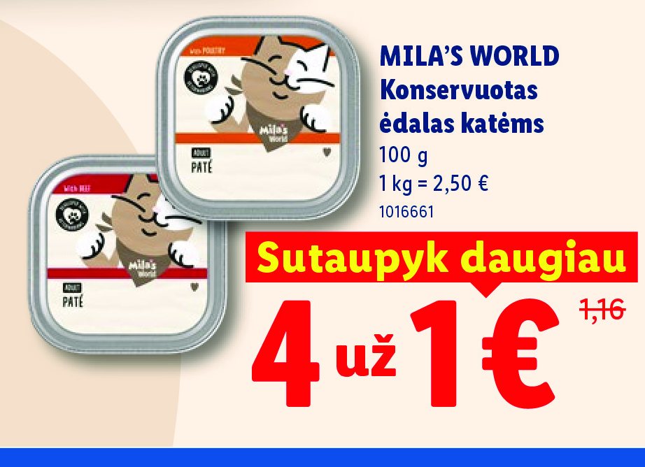 MILA'S WORLD Konservuotas ėdalas katėms, 100 g