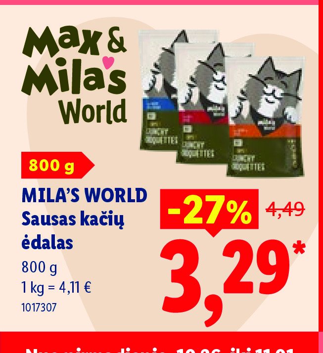 MILA'S WORLD Sausas kačių ėdalas, 800 g
