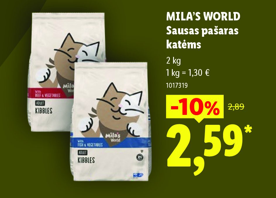 MILA'S WORLD Sausas pašaras katėms, 2 kg
