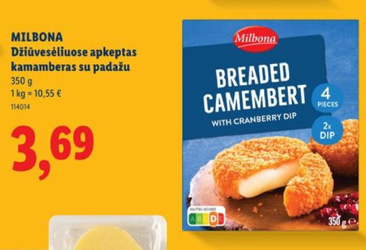 MILBONA Džiūvėliuose apkeptas kamamberas su padažu, 350 g