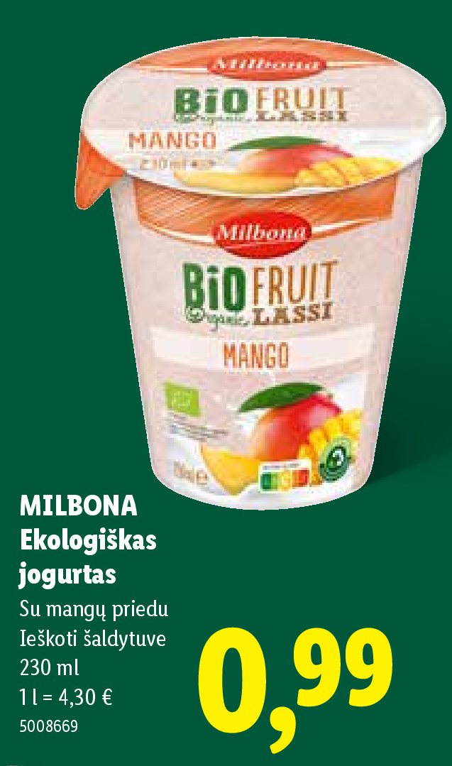 MILBONA Ekologiškas jogurtas, 230 ml