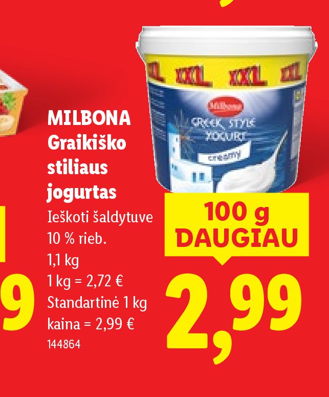 MILBONA Graikiško stiliaus jogurtas, 1.1 kg