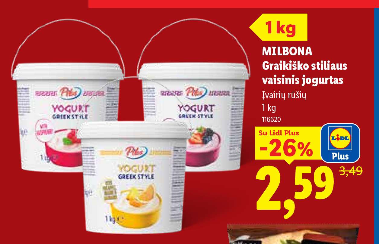 MILBONA Graikiško stiliaus vaisinis jogurtas, 1 kg