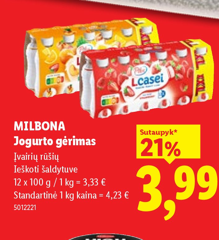 MILBONA Jogurto gėrimas, 12 x 100 g