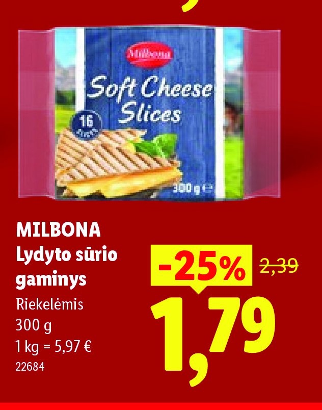 MILBONA Lydyto sūrio gaminys, 300 g
