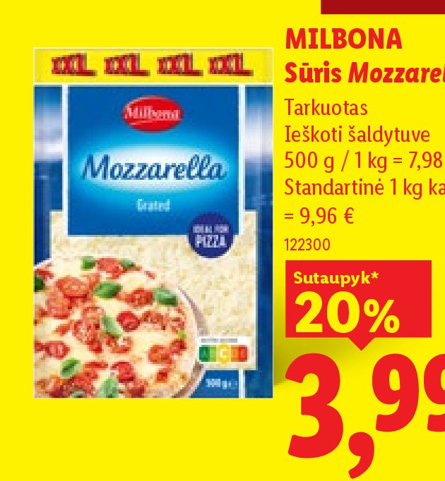 MILBONA Sūris Mozzarella, 500 g