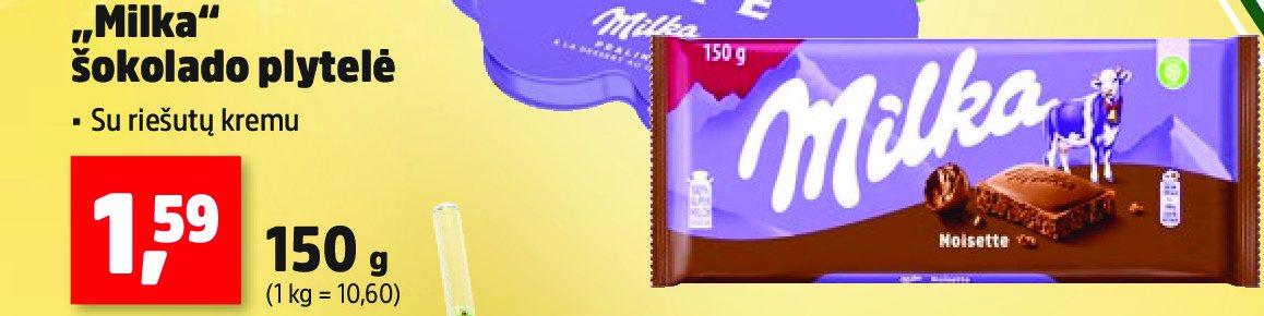 „Milka“ šokolado plytelė, 150 g
