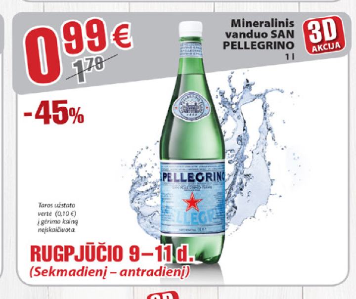 Mineralinis vanduo SAN PELLEGRINO, 1 l