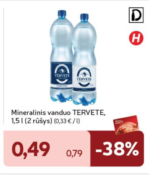 Mineralinis vanduo TERVETE, 1.5 l