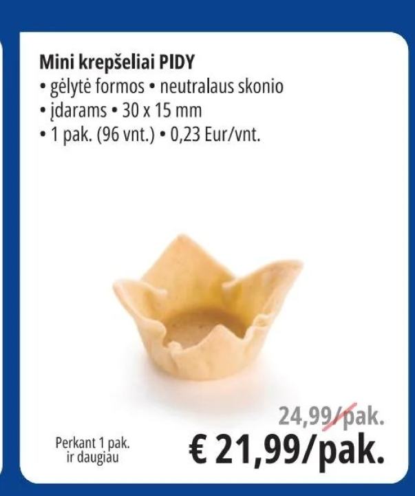 Mini krepšeliai PIDY, 30 x 15 mm