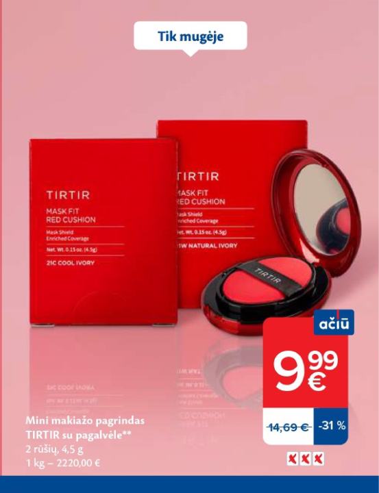 Mini makiažo pagrindas TIRTIR su pagalvėle, 4.5 g