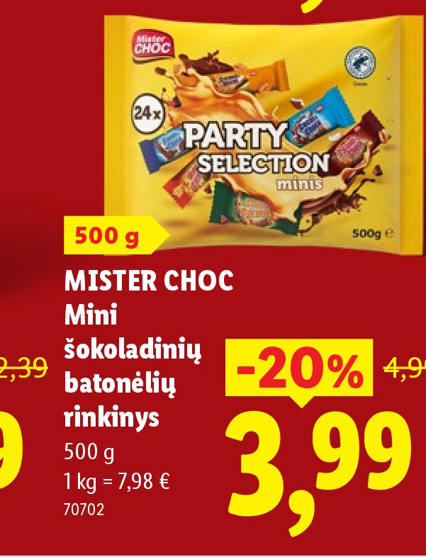 MISTER CHOC Mini šokoladinių batonėlių rinkinys, 500 g