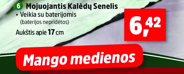 Mojuojantis Kalėdų Senelis, 17 cm