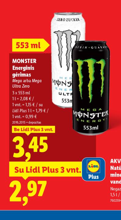 MONSTER Energinis gėrimas, 3 x 553 ml