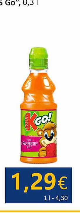 Morkų, aviečių, obuolių nektaras "KUBUŠ Go", 0.3 l