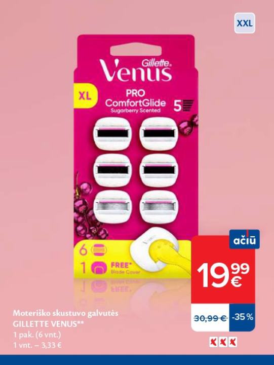 Moteriško skustuvo galvutės GILLETTE VENUS, 1 pak.