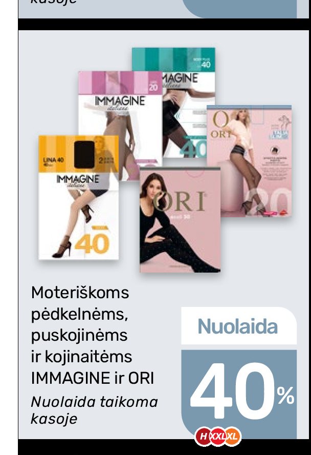 Moteriškoms pėdkelnėms, puskojinėms ir kojinaitėms IMMAGINE ir ORI