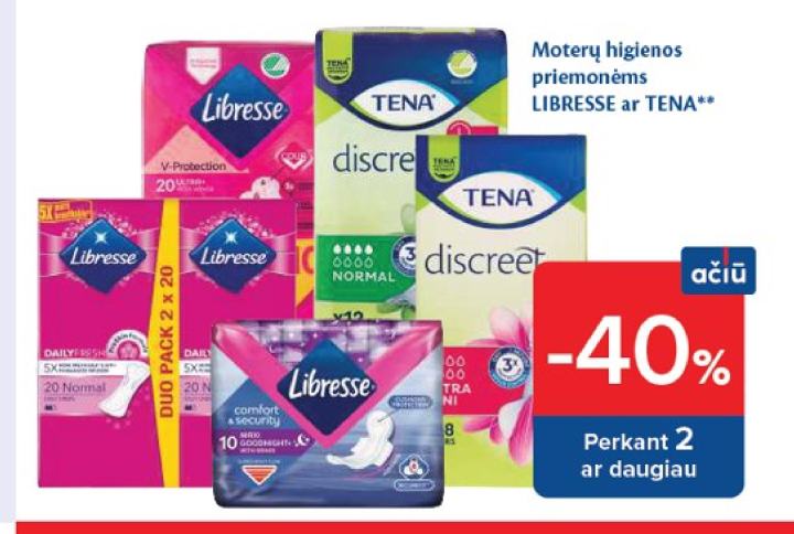 Moterų higienos priemonėms LIBRESSE ar TENA