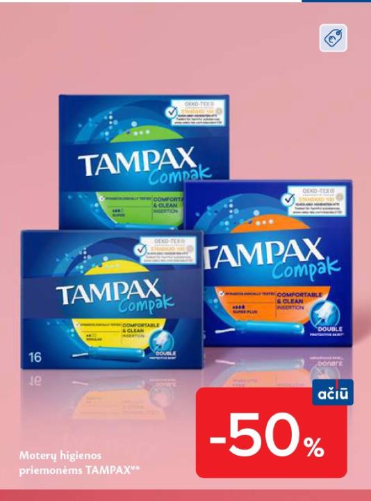 Moterų higienos priemonėms TAMPAX