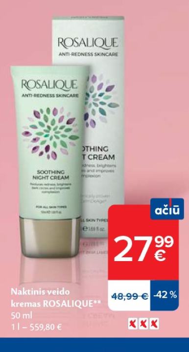 Naktinis veido kremas ROSALIQUE, 50 ml