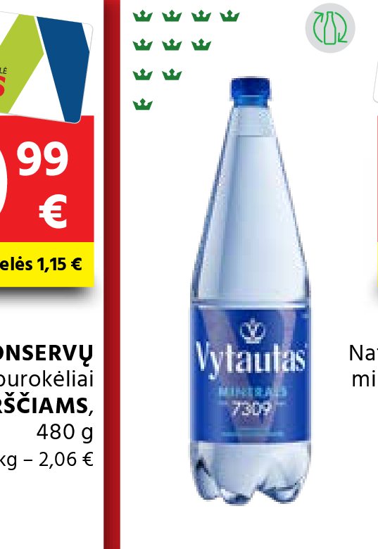 Natūralus gazuotas mineralinis vanduo VYTAUTAS, 1.5 l