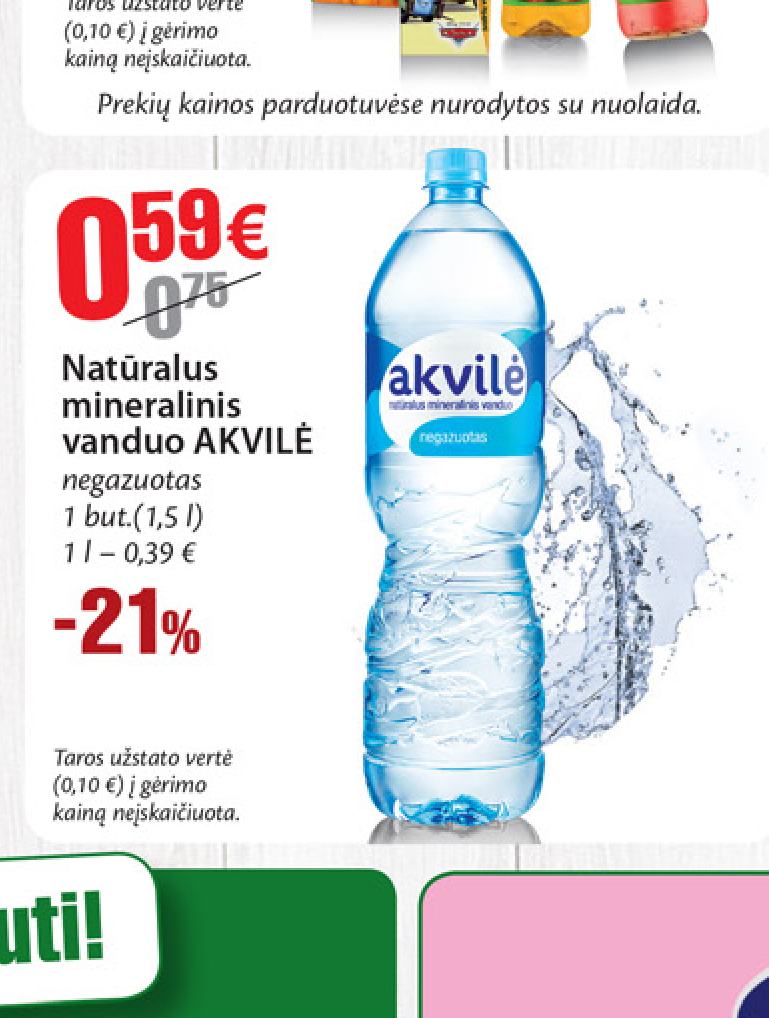Natūralus mineralinis vanduo AKVILĖ, 1.5 l