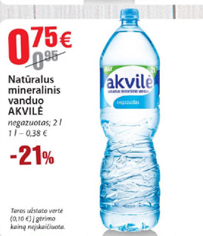 Natūralus mineralinis vanduo AKVILĖ, 2 l
