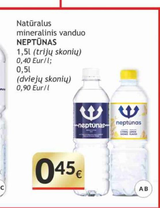Natūralus mineralinis vanduo NEPTŪNAS, 0.5 l